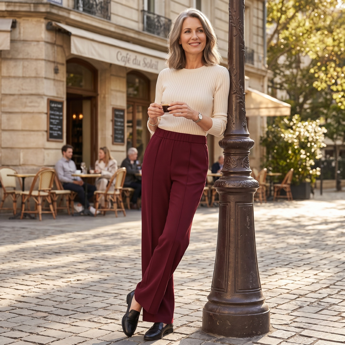 Karolina | Spodnie damskie z wysokim stanem – Eleganckie spodnie z prostymi nogawkami do biura