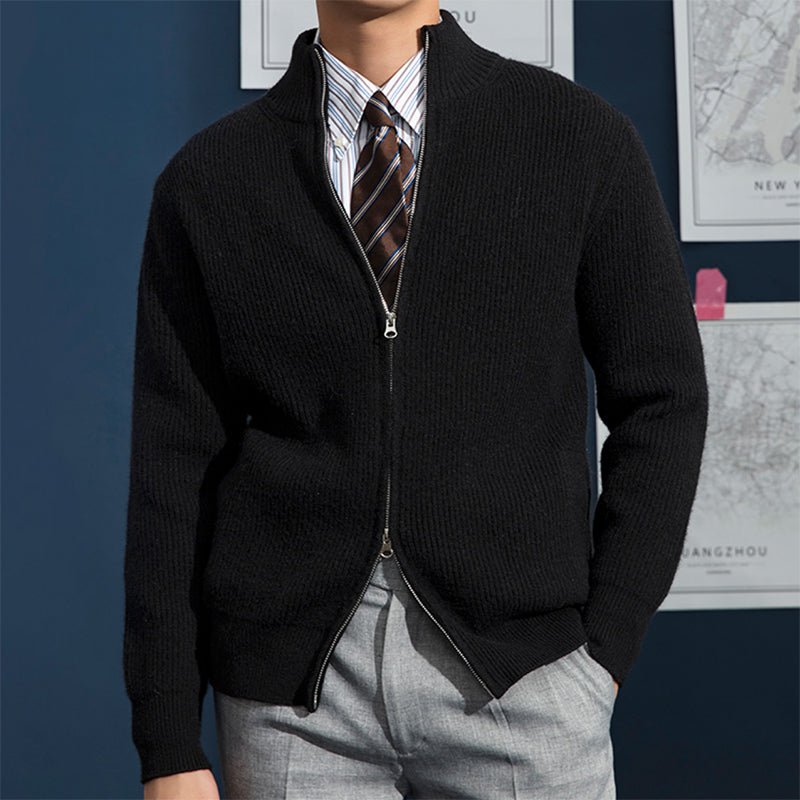Feliks | Męski kardigan slim fit z zamkiem błyskawicznym i prążkowaną teksturą | Stylowy i funkcjonalny 4