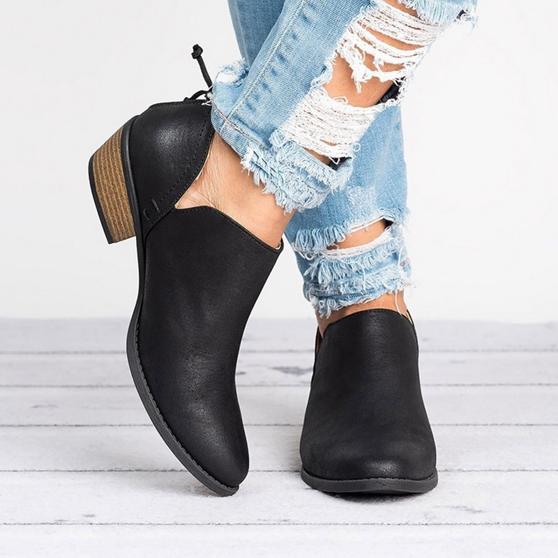 Aimee | Botki Damskie na Obcasie Klockowym – Eleganckie Czarne Buty do Kostki 4