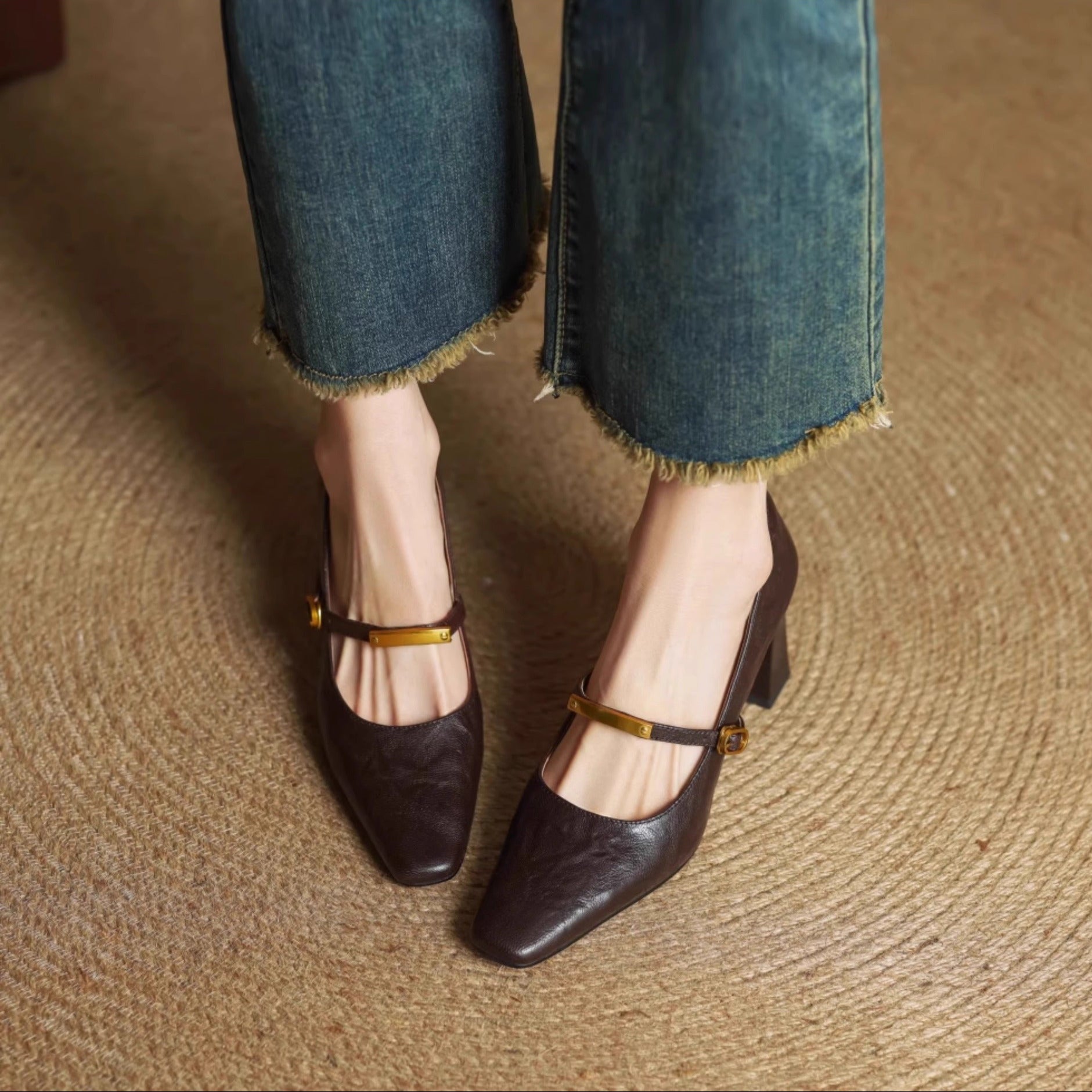 Auria | Obcasy z prawdziwej skóry – Eleganckie czółenka z kwadratowymi noskami 3