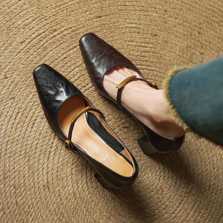 Auria | Obcasy z prawdziwej skóry – Eleganckie czółenka z kwadratowymi noskami 7