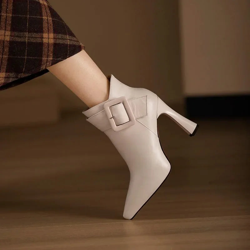 Aveline | Botki Damskie – Eleganckie Botki Za Kostkę Z Klamrą Maxi