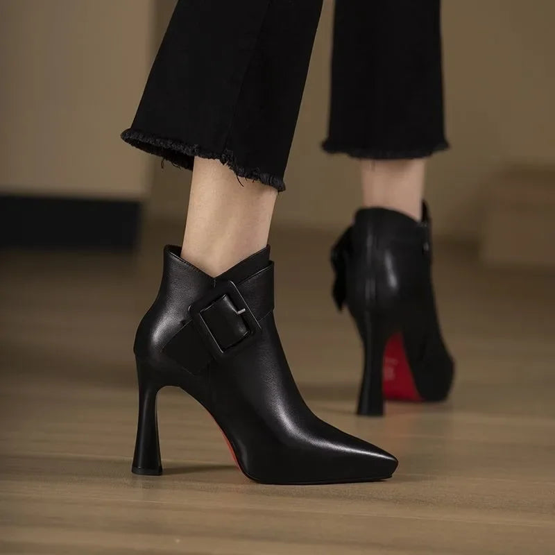 Aveline | Botki Damskie – Eleganckie Botki Za Kostkę Z Klamrą Maxi