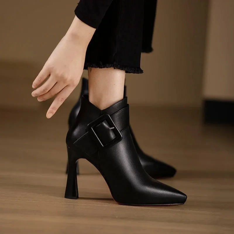 Aveline | Botki Damskie – Eleganckie Botki Za Kostkę Z Klamrą Maxi