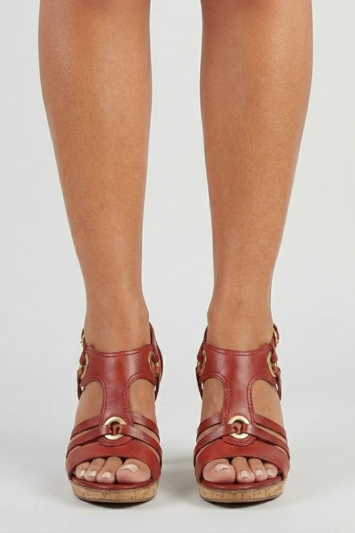 Bella | Sandały damskie – Eleganckie sandały na słupku z teksturowanym detalem