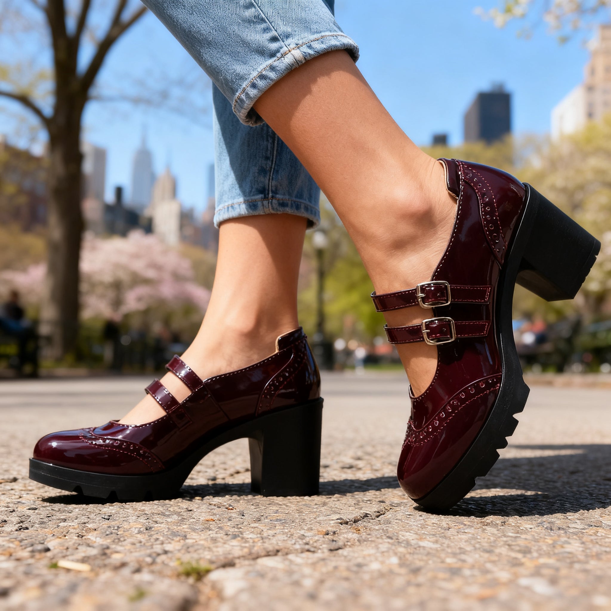 Brexleya | Damskie buty Mary Jane – Elegancka platforma z podwójnym paskiem 3