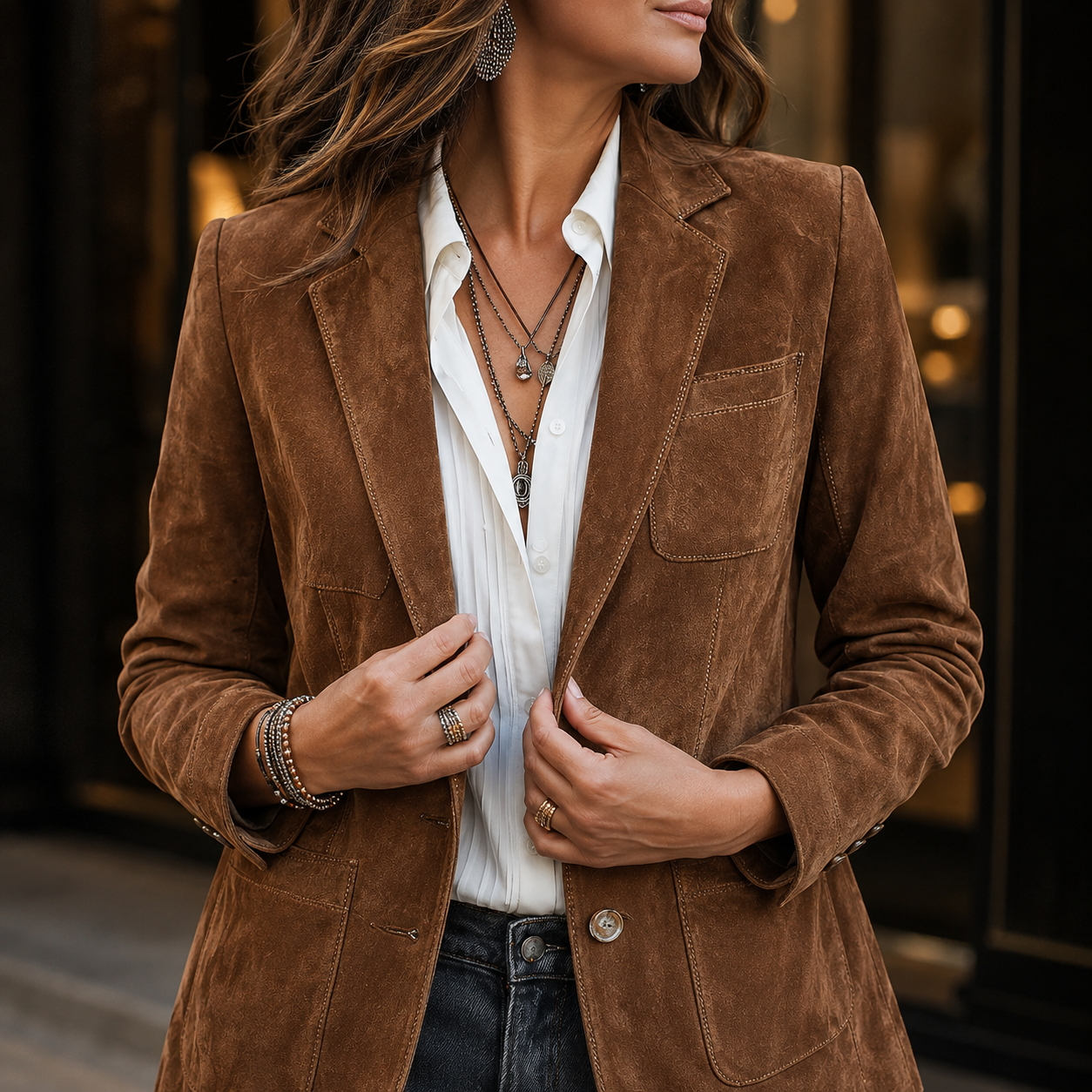 Maya – Zamszowa Marynarka Damska w Stylu Casual