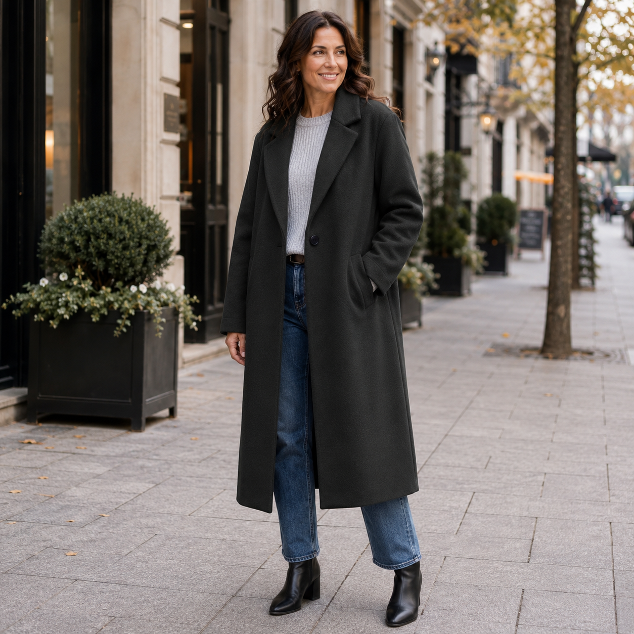Stella – Elegancki Płaszcz Wełniany Maxi