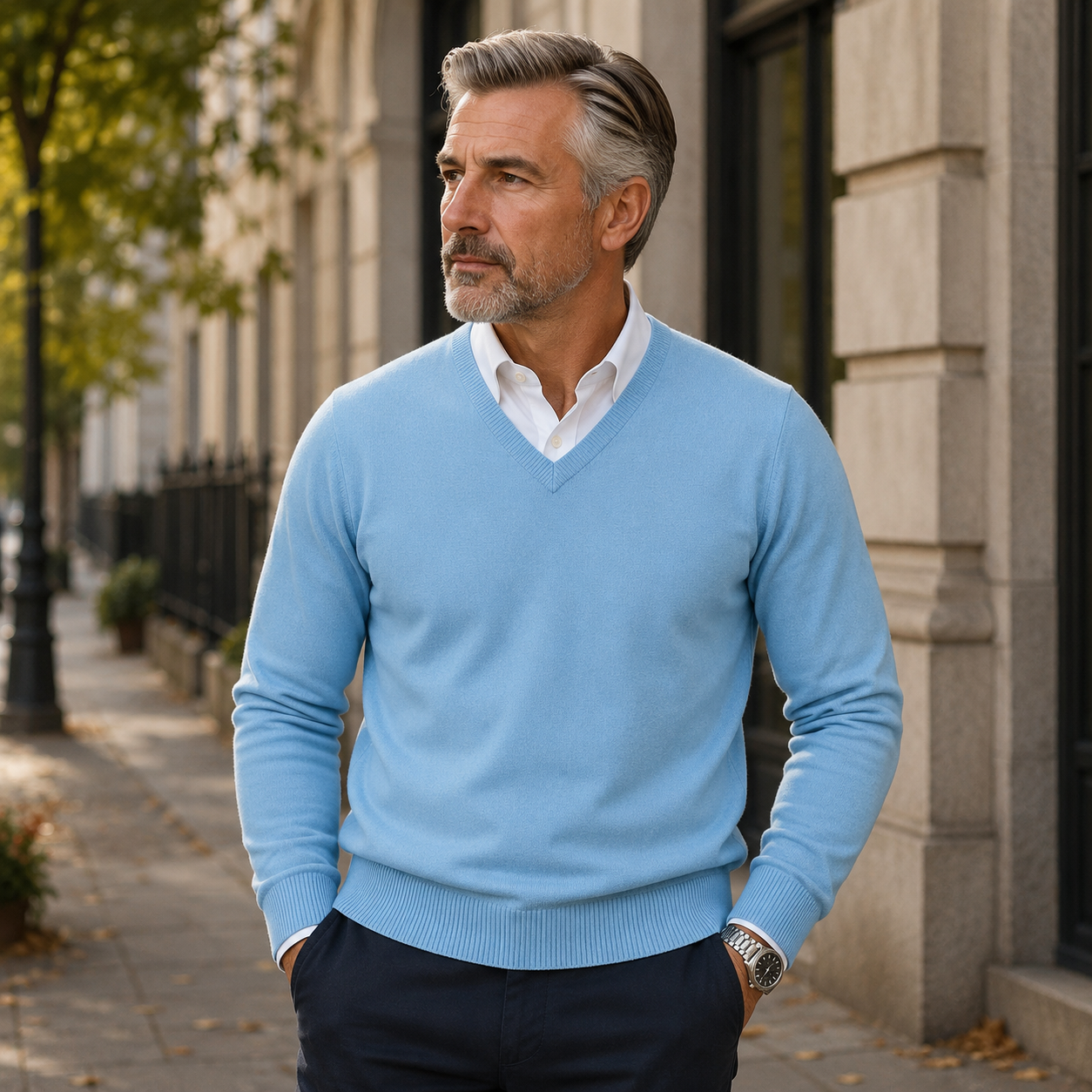 Lunel | Sweter Męski z Kaszmiru – Elegancki Sweter Slim Fit z Dekoltem V