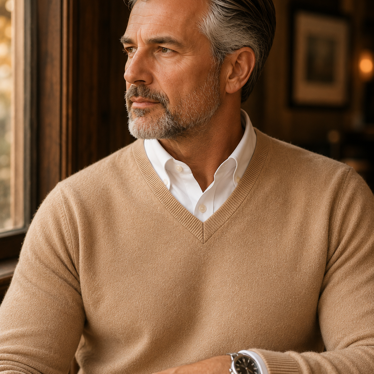 Lunel | Sweter Męski z Kaszmiru – Elegancki Sweter Slim Fit z Dekoltem V