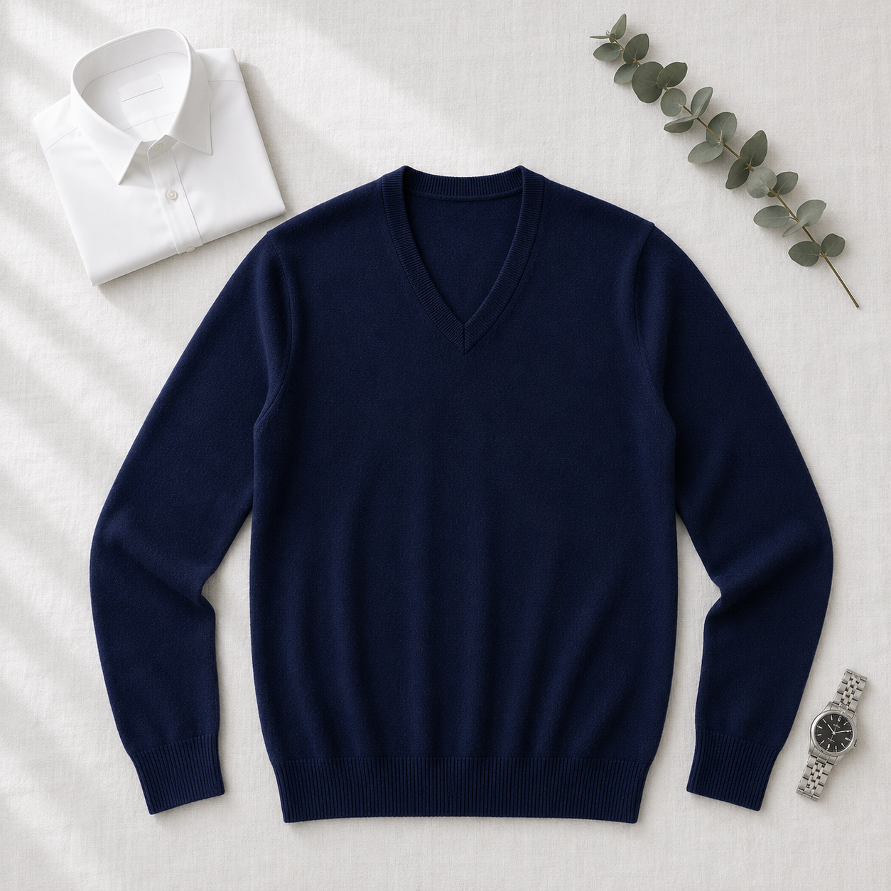 Lunel | Sweter Męski z Kaszmiru – Elegancki Sweter Slim Fit z Dekoltem V