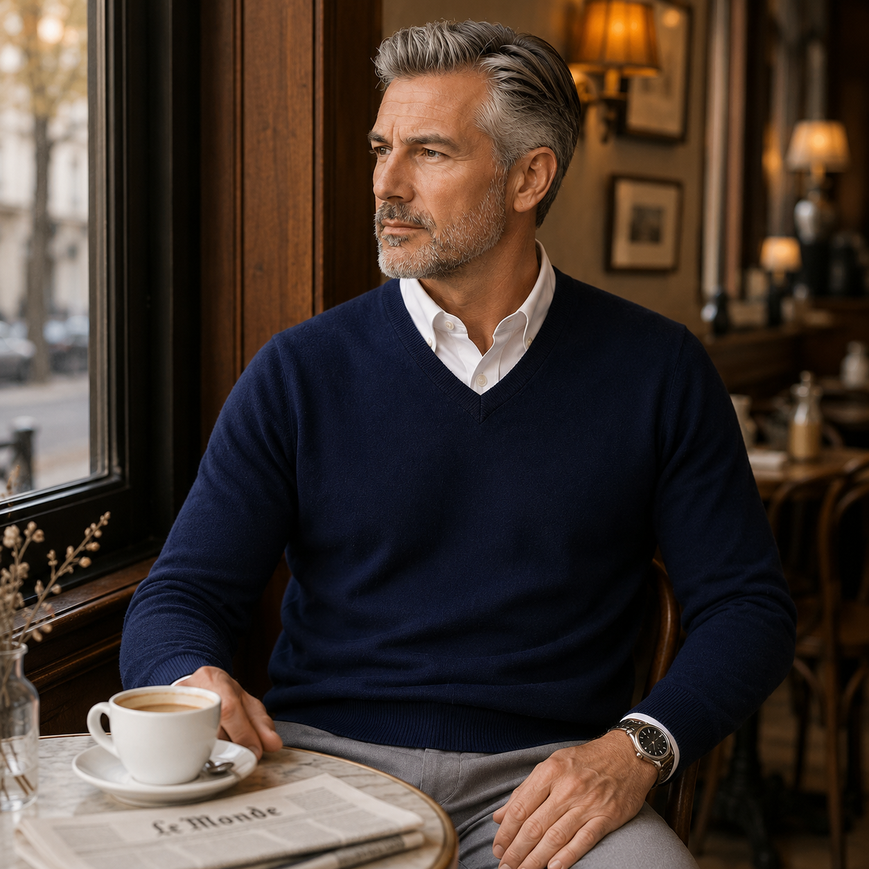 Lunel | Sweter Męski z Kaszmiru – Elegancki Sweter Slim Fit z Dekoltem V