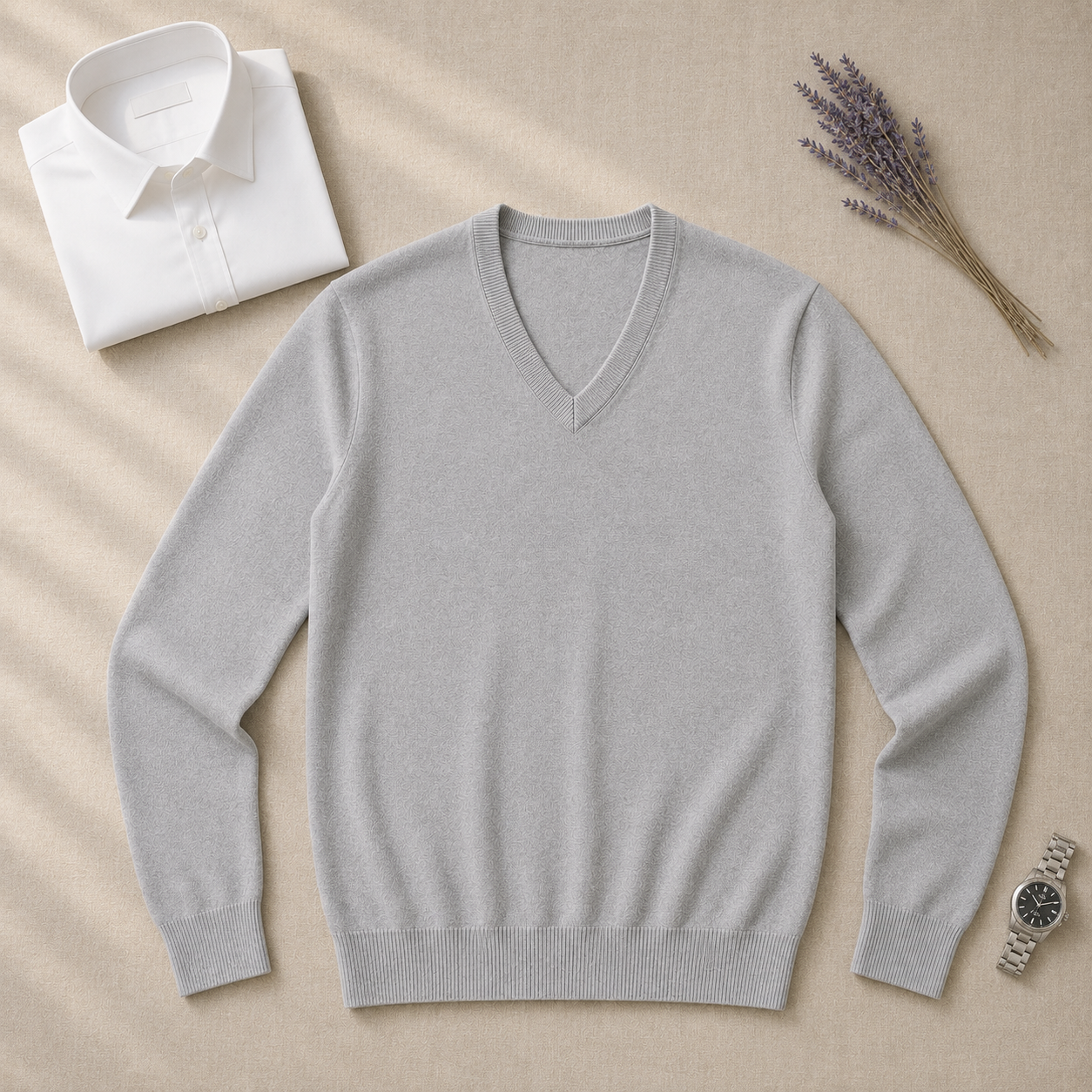 Lunel | Sweter Męski z Kaszmiru – Elegancki Sweter Slim Fit z Dekoltem V