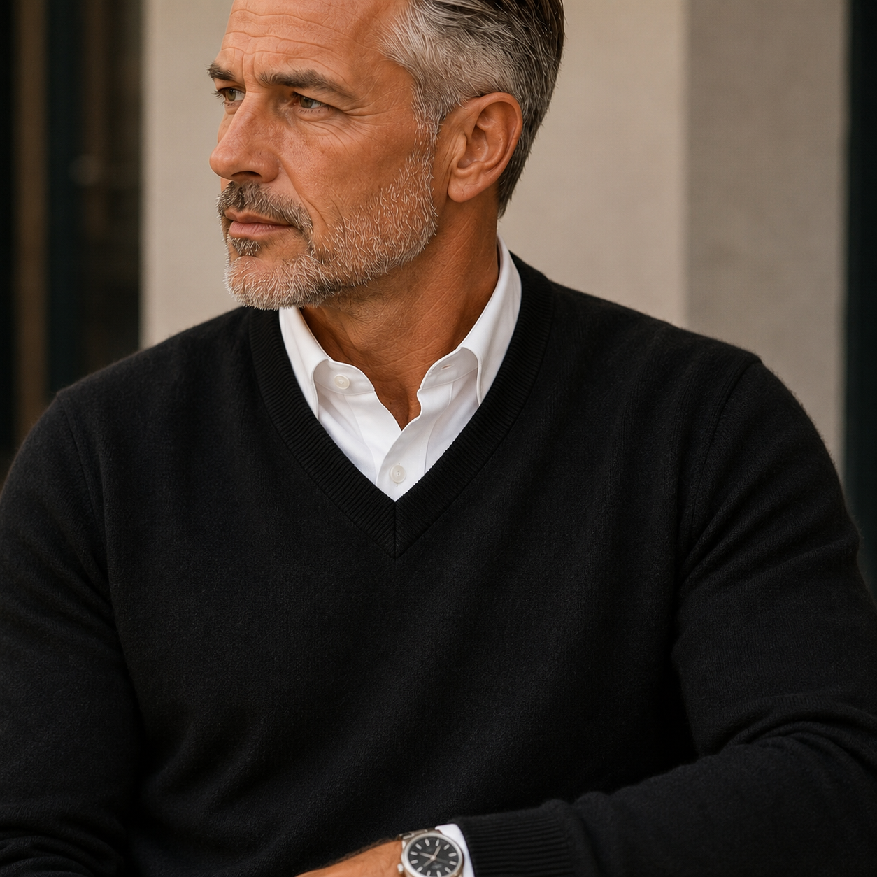 Lunel | Sweter Męski z Kaszmiru – Elegancki Sweter Slim Fit z Dekoltem V