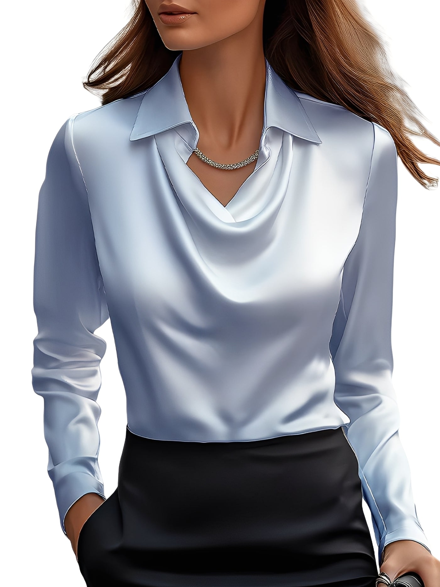 Elegancka Bluzka Damska z Jedwabiu | Klasyczny Krój z Długim Rękawem dla Komfortu i Stylu 5