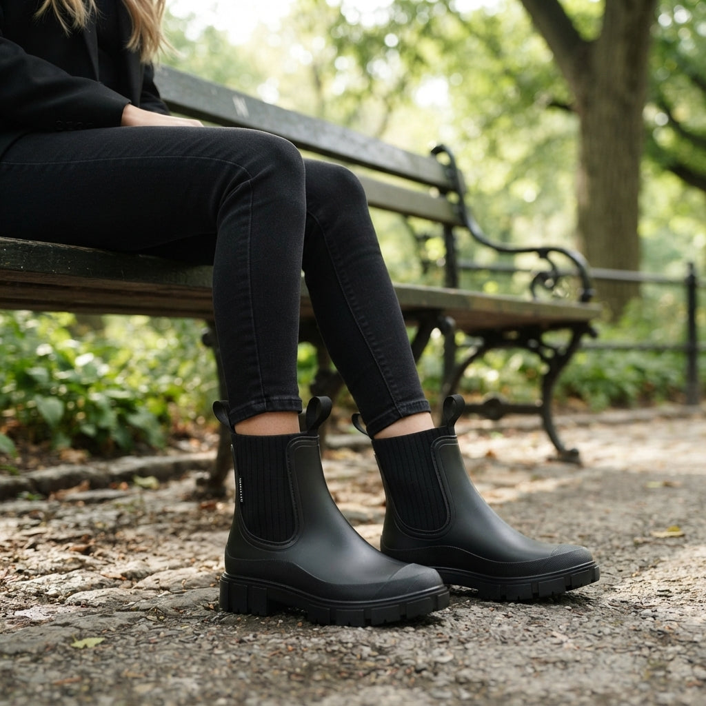 Rainy | Wodoodporne Kalosze Damskie Sztyblety na Grubej Podeszwie