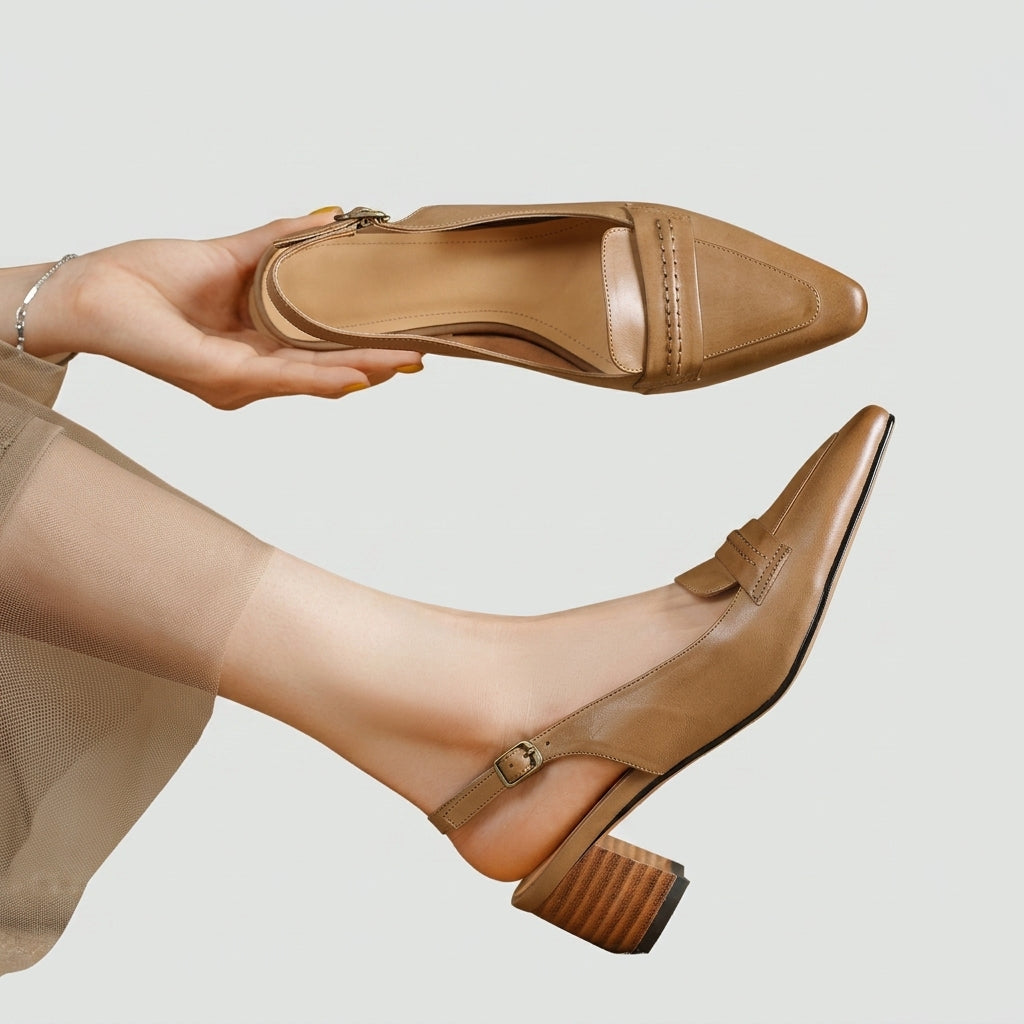 Rema | Buty na obcasie – Eleganckie czarne obcasy z prawdziwej skóry na słupku