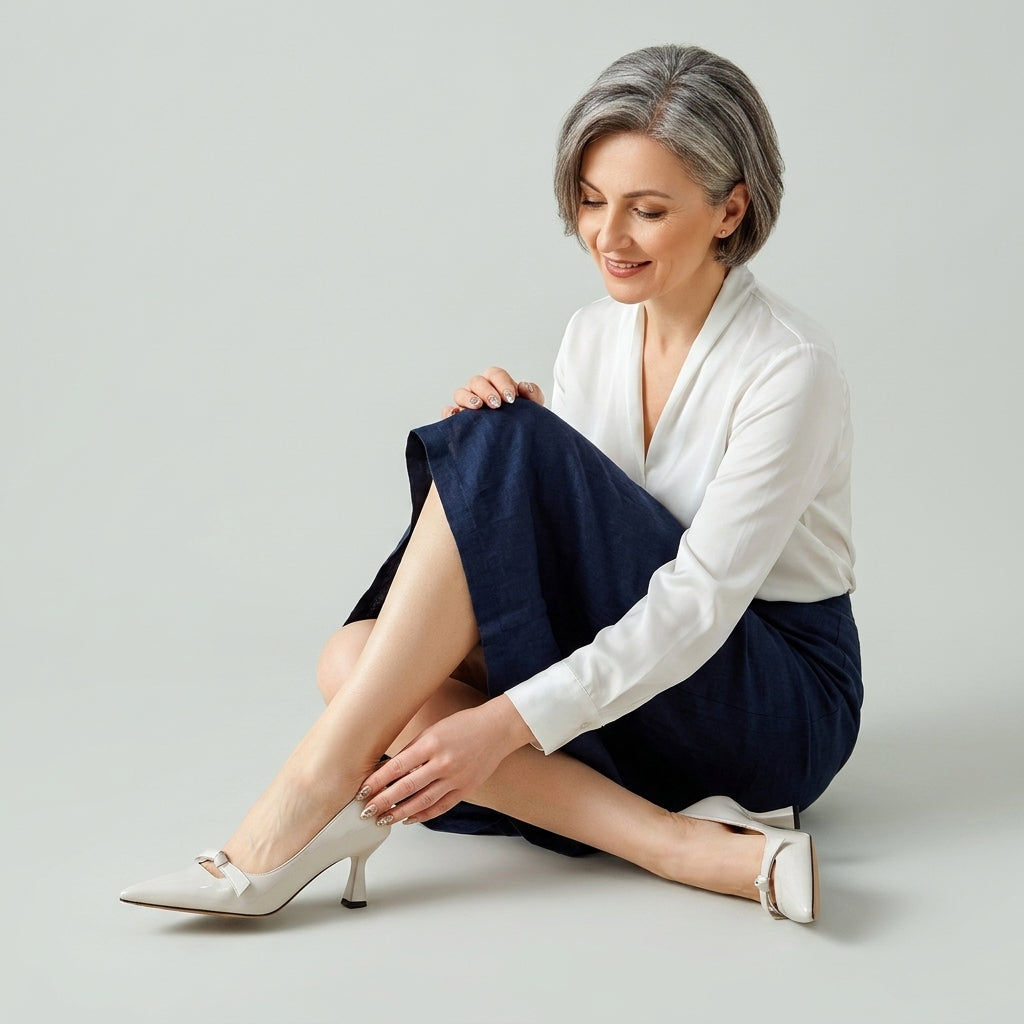 Kiyora | Czółenka Damskie – Eleganckie Czółenka ze Skóry Naturalnej z Kokardką