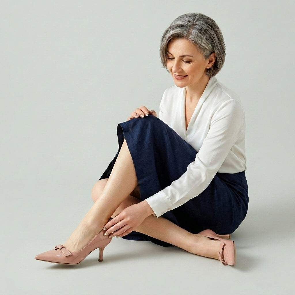 Kiyora | Czółenka Damskie – Eleganckie Czółenka ze Skóry Naturalnej z Kokardką