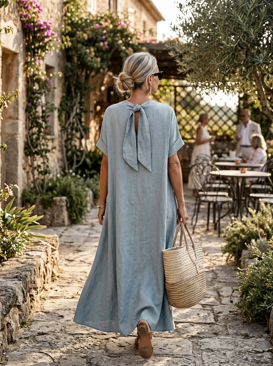 Antonina | Sukienka letnia – Elegancka sukienka damska z krawatem i kieszeniami
