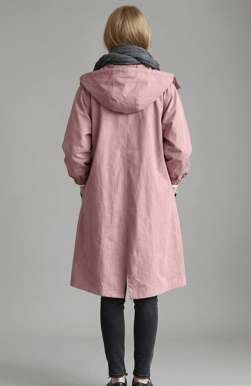 Klara | Wodoodporny Płaszcz Trencz Damski z Regulowanym Kapturem | Elegancki i Funkcjonalny na Wiosnę i Jesień 7