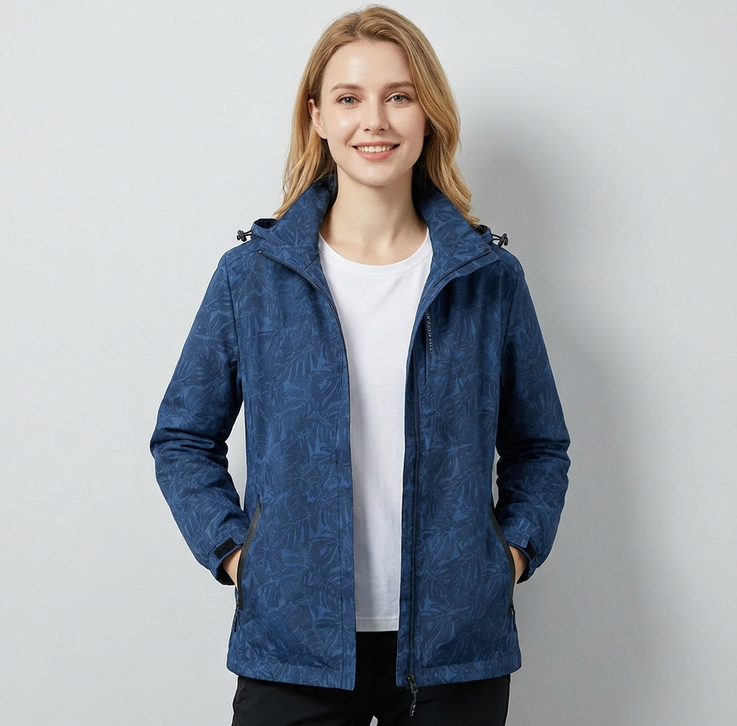Johanna - Kurtka damska z kapturem i wzorem liści