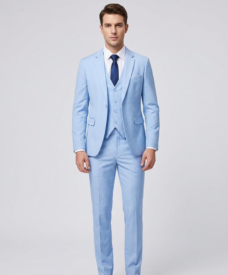 Elegancki Męski Garnitur 2 Częściowy – Marynarka i Spodnie, Klasyczny Styl na Ślub i Biznes