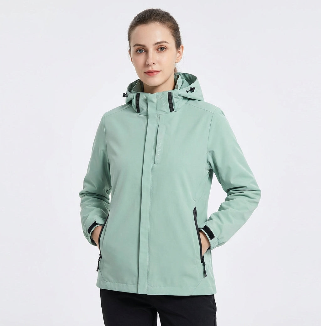 Angela - Damska funkcjonalna kurtka z zamkiem błyskawicznym i kapturem