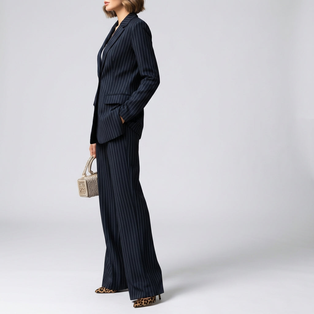 Garnitur Damski z Szerokimi Nogawkami – Elegancki Zestaw do Biura i na Co Dzień – Izabela
