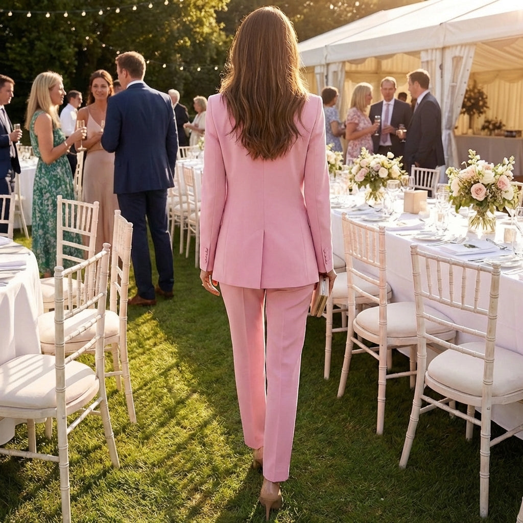 Klara - Zestaw dresowy damski – Elegancki żakiet i spodnie z wysokim stanem do biura