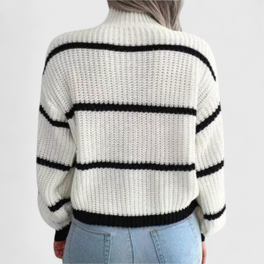 Chavala - Sweter z golfem w paski
