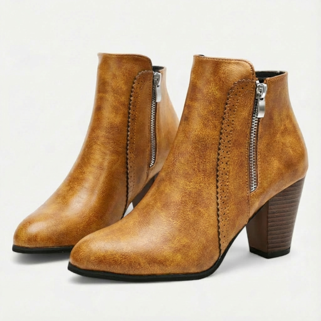 Kayla | Botki Damskie na Szerokim Obcasie – Eleganckie Czarny Obuwie na Każdą Okazję 0