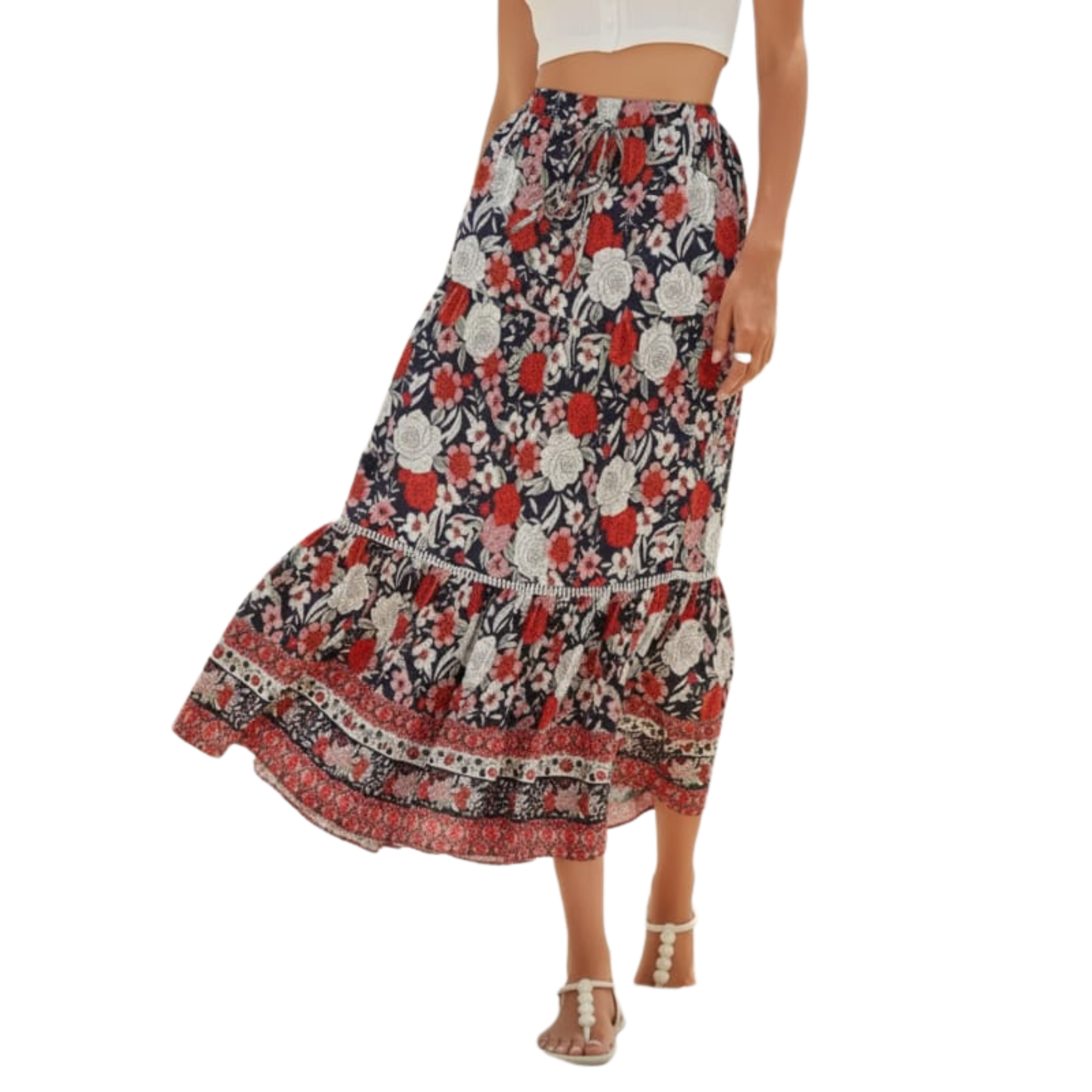 Wiesława | Spódnica maxi – Elegancka spódnica boho z wysokim stanem na lato
