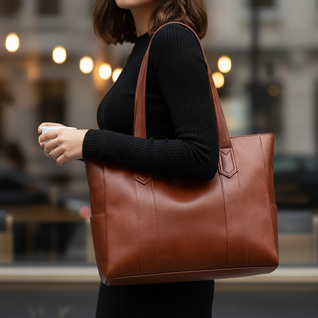 Elegancka Torba Tote Bag w Stylu Vintage z Przestronnym Wnętrzem dla Nowoczesnej Kobiety 4