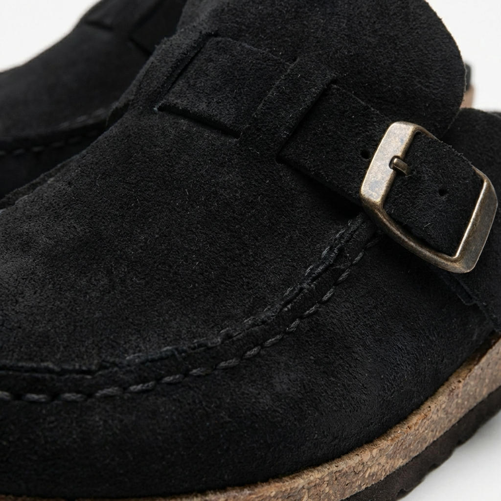 Łucja | Klapki Damskie – Stylowe Mule z Regulowaną Klamrą i Ozdobnymi Przeszyciami 2