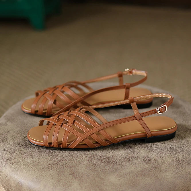 Agata | Sandały damskie na płaskiej podeszwie z regulowanymi paskami