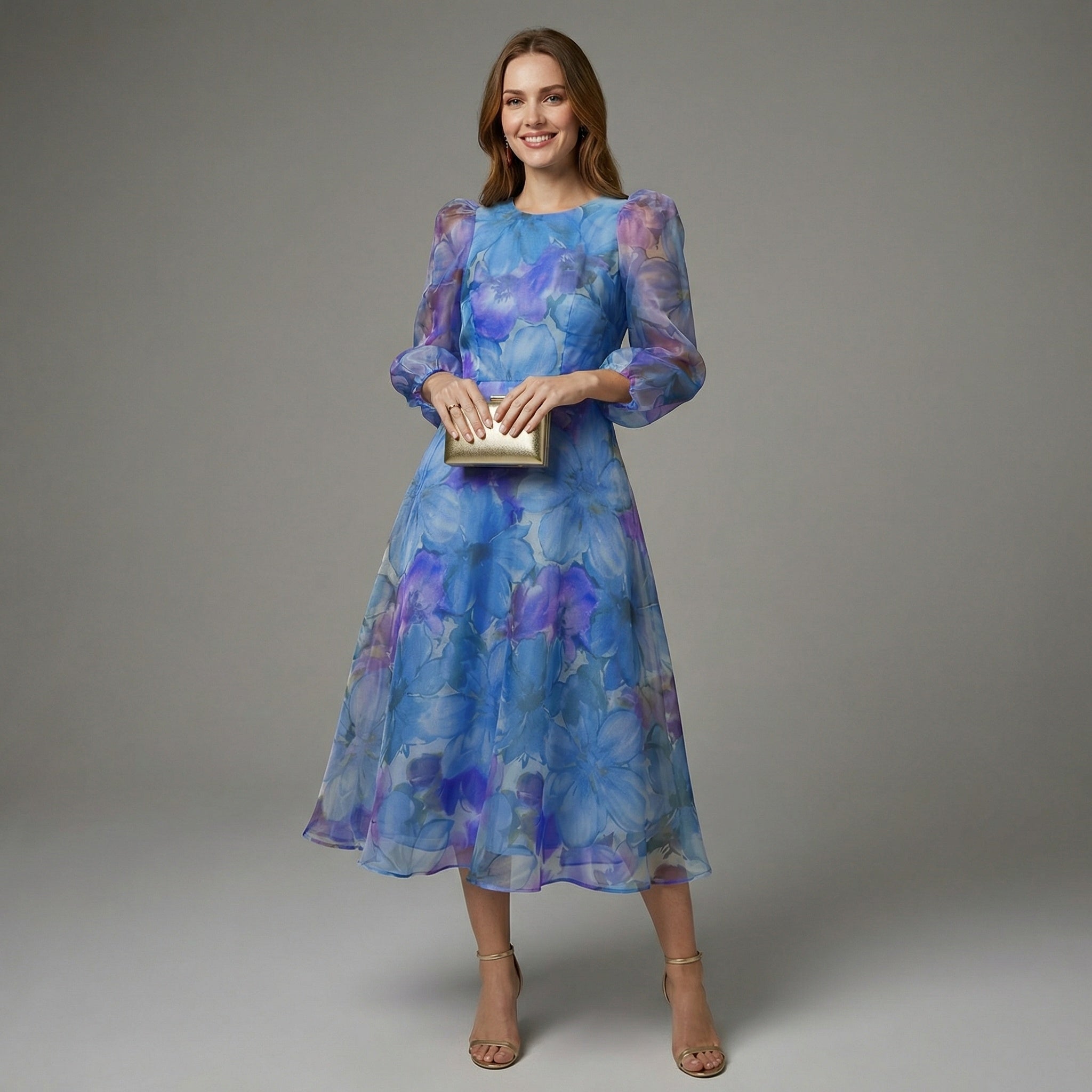 Elegancka Kwiatowa Sukienka Midi z Wygodnym Dopasowaniem | Idealna na Wesele i Przyjęcia 2