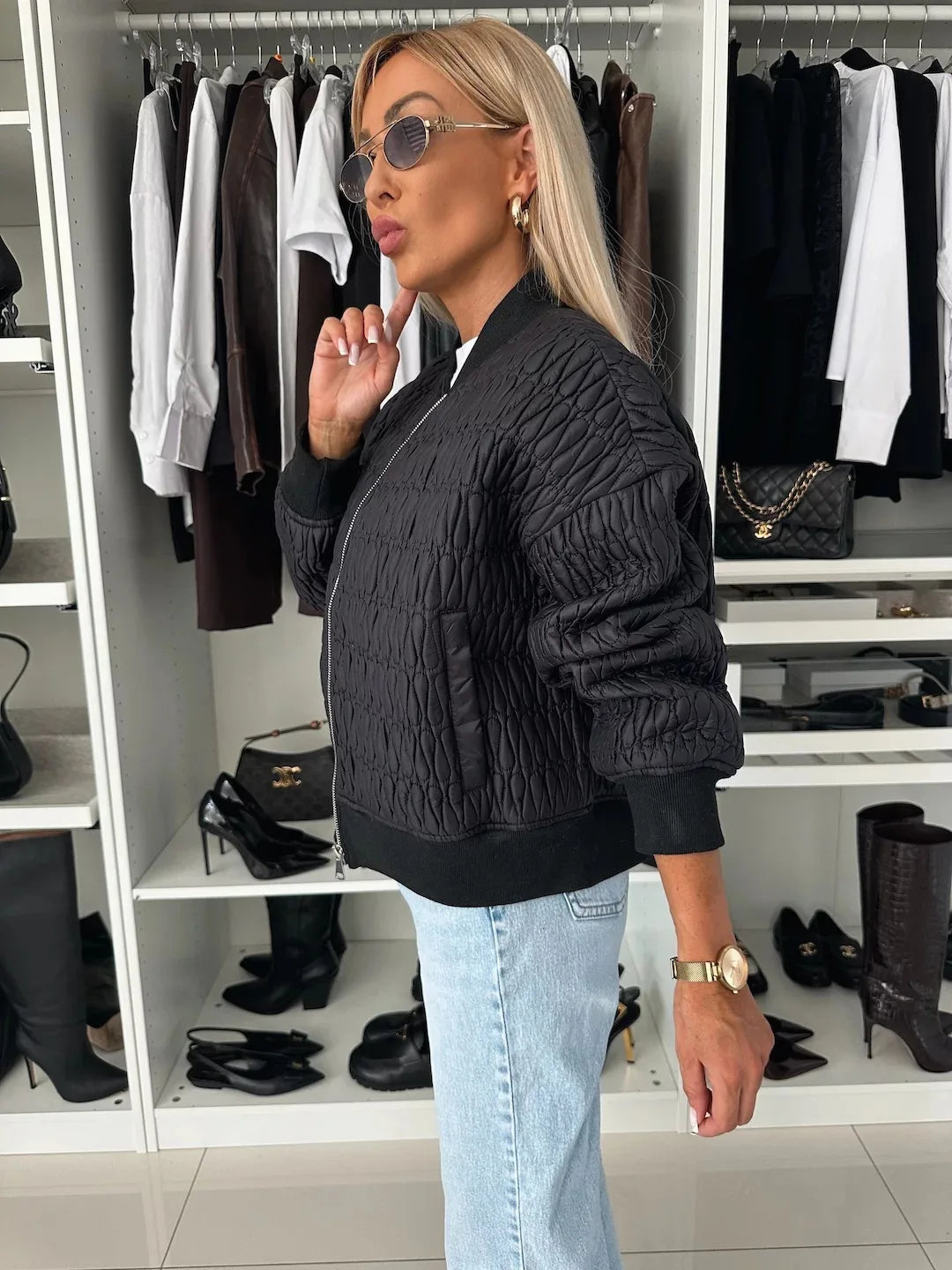 Karin | Damska Pikowana Bomberka z Zamkiem Błyskawicznym | Nowoczesny Styl i Komfort 12