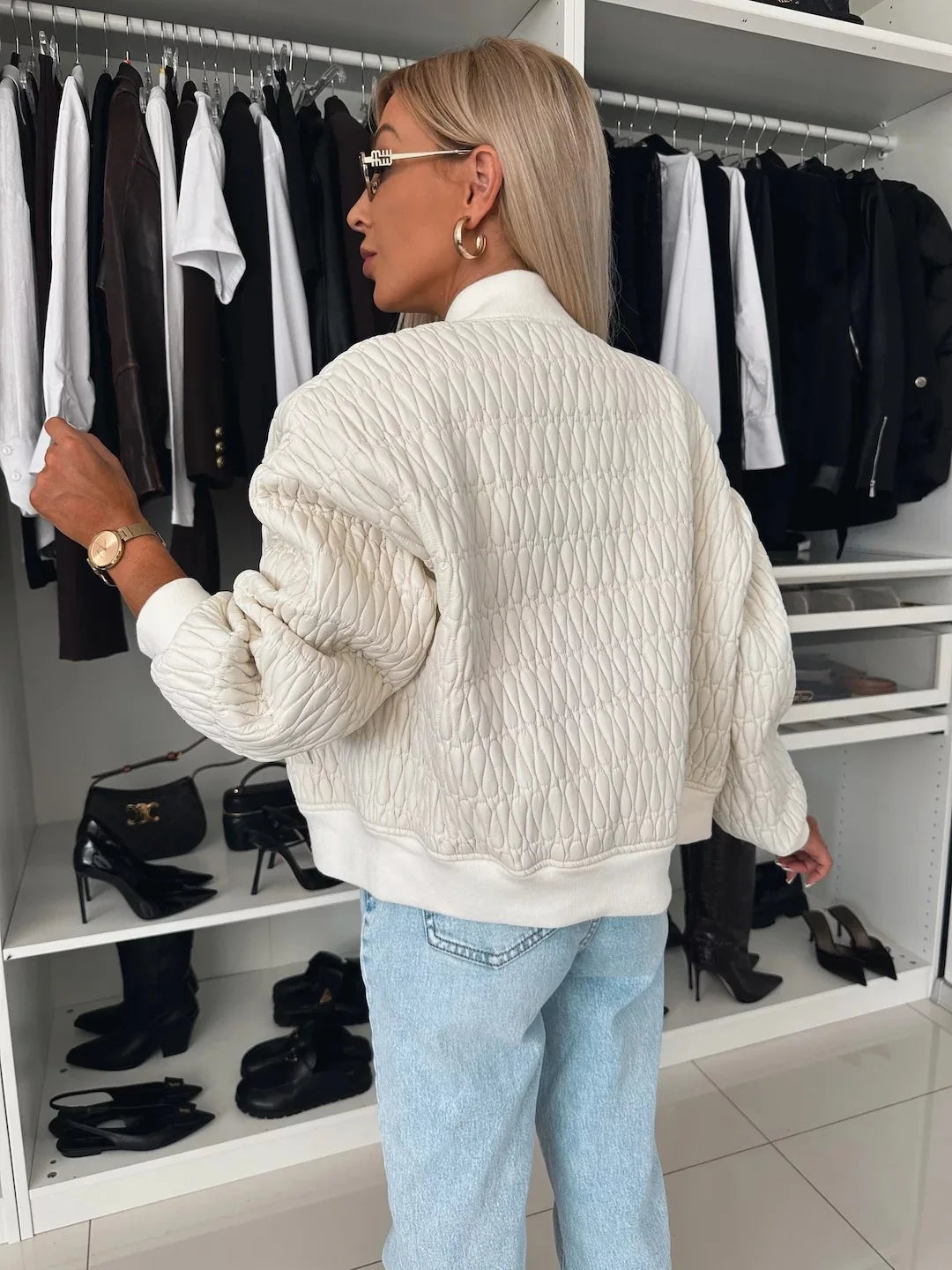 Karin | Damska Pikowana Bomberka z Zamkiem Błyskawicznym | Nowoczesny Styl i Komfort 3