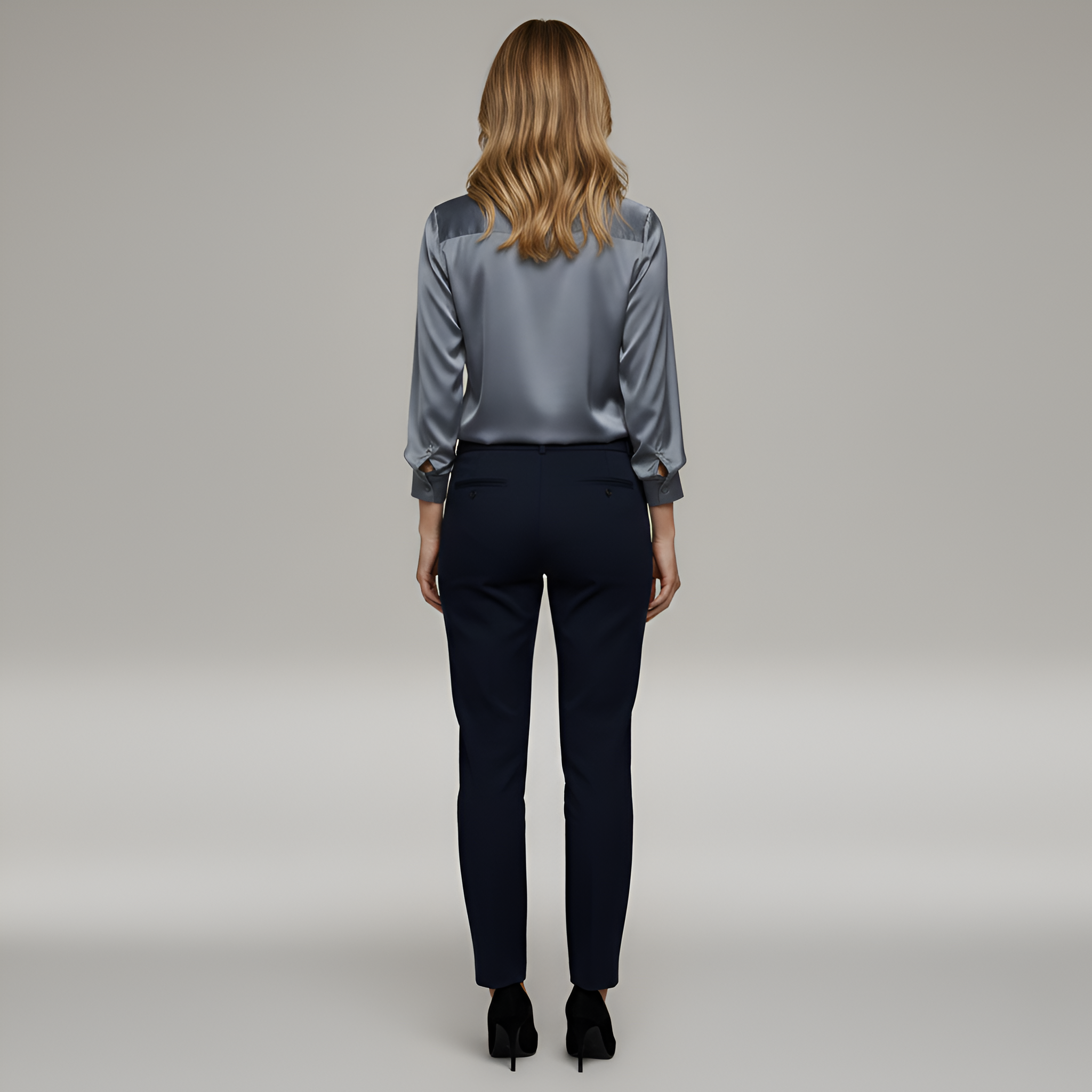 Elegancka Satynowa Bluzka Damska z Długim Rękawem i Dekoltem V | Idealna na Wieczorne Stylizacje 4