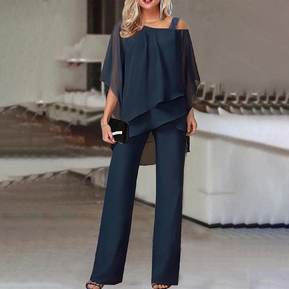 Elegancki Dwuczęściowy Zestaw Damski z Bluzką Cold Shoulder i Długimi Spodniami | Stylowy i Komfortowy Strój na Okazje 7