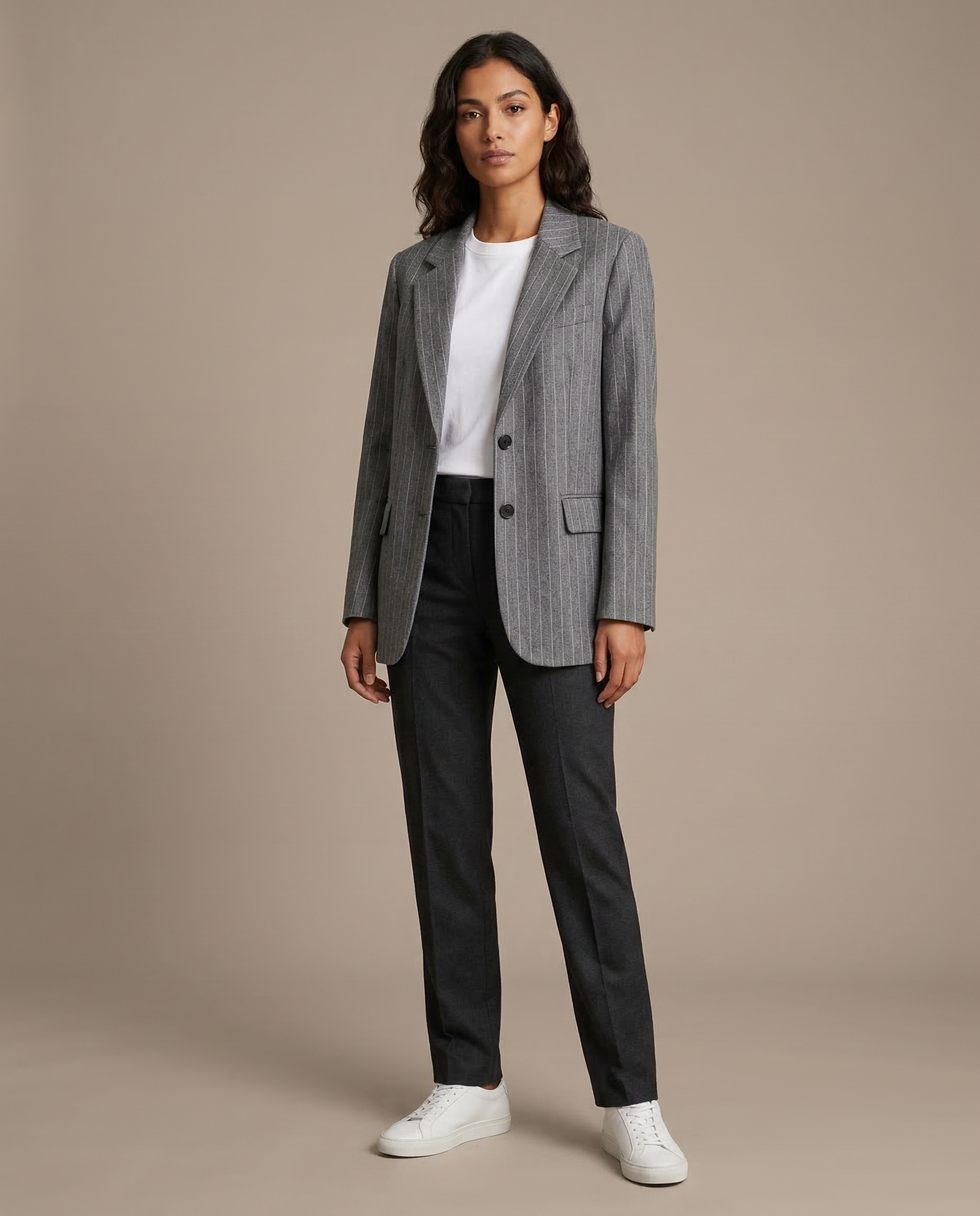 Wiktoria | Marynarka Damska – Elegancka Marynarka Vintage w Paski z Kieszeniami 2