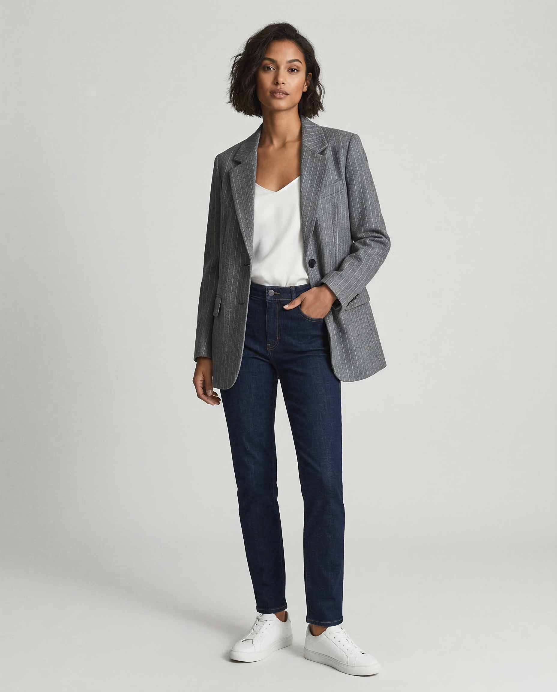 Wiktoria | Marynarka Damska – Elegancka Marynarka Vintage w Paski z Kieszeniami 3