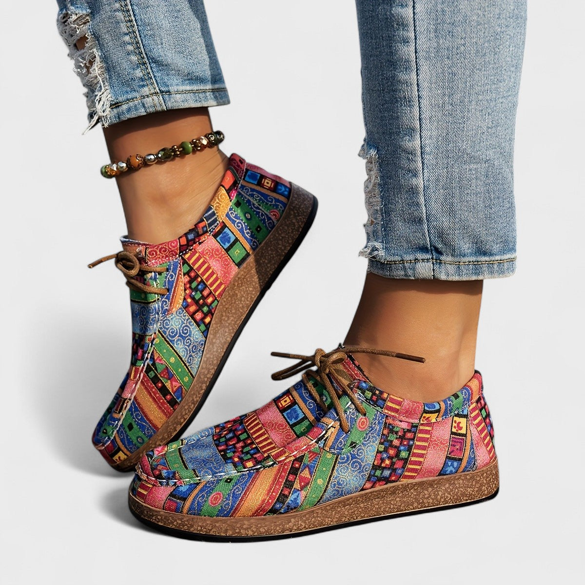 Wioletta | Buty ortopedyczne damskie sznurowane w stylu boho