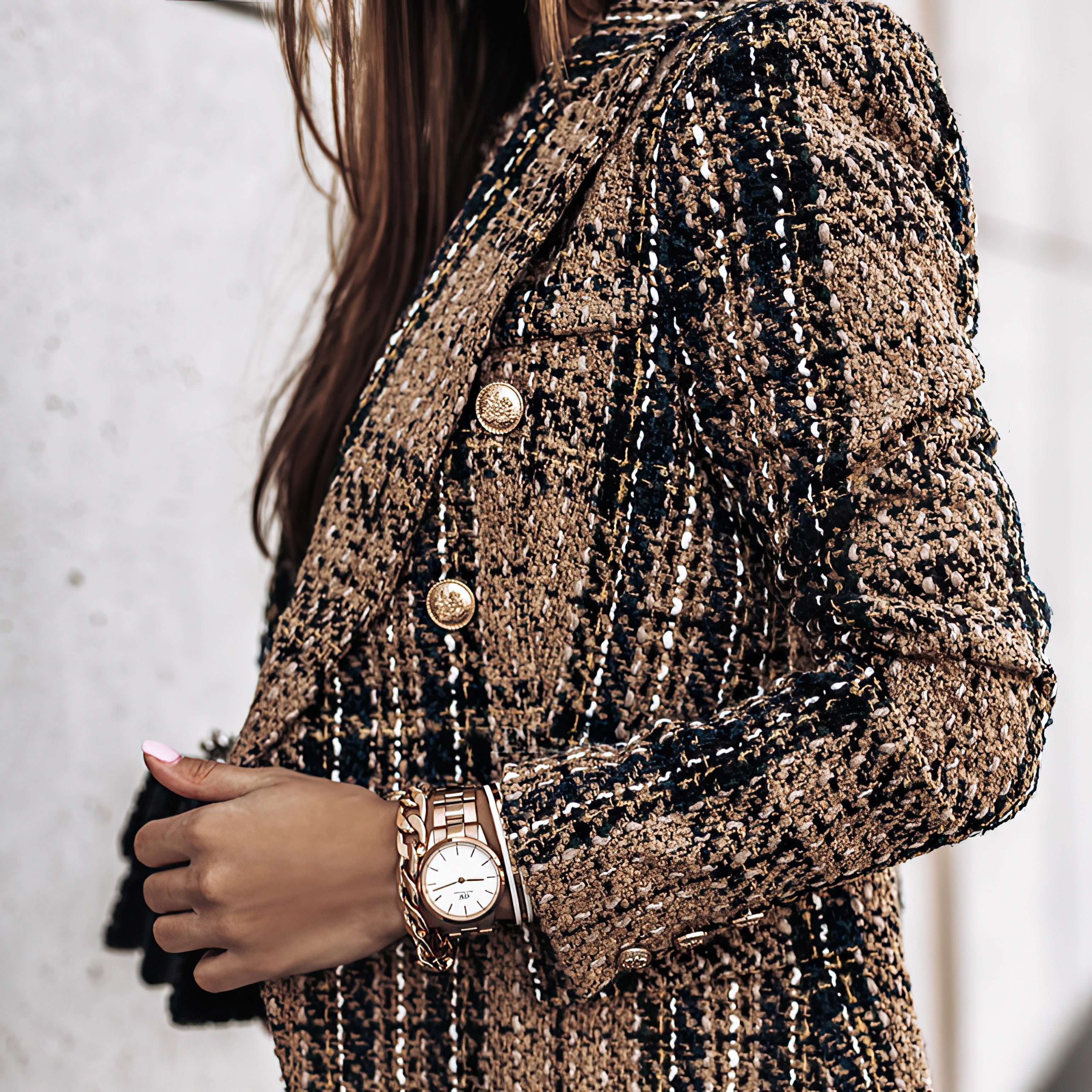 Stylowy Żakiet w Kratę dla Kobiet z Dopasowanym Krojem | Elegancka Odzież Biuro 5