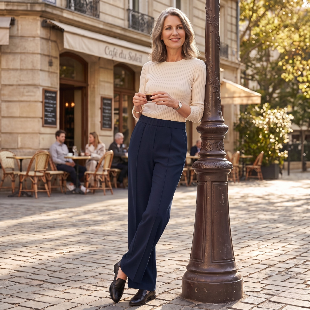 Karolina | Spodnie damskie z wysokim stanem – Eleganckie spodnie z prostymi nogawkami do biura
