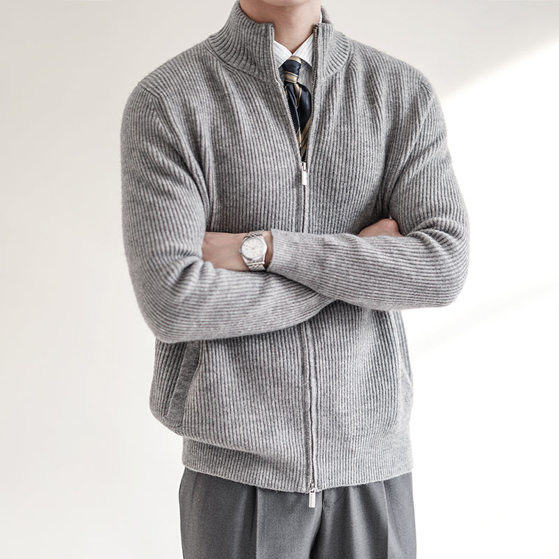 Feliks | Męski kardigan slim fit z zamkiem błyskawicznym i prążkowaną teksturą | Stylowy i funkcjonalny 5