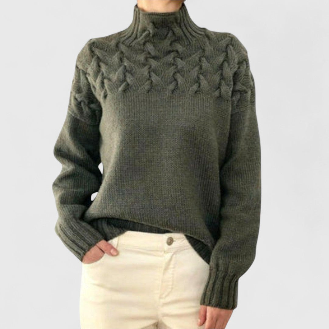 Eva - Sweter damski z detalami w splocie warkoczowym