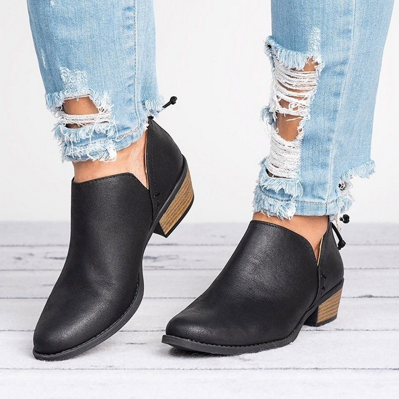 Aimee | Botki Damskie na Obcasie Klockowym – Eleganckie Czarne Buty do Kostki 2