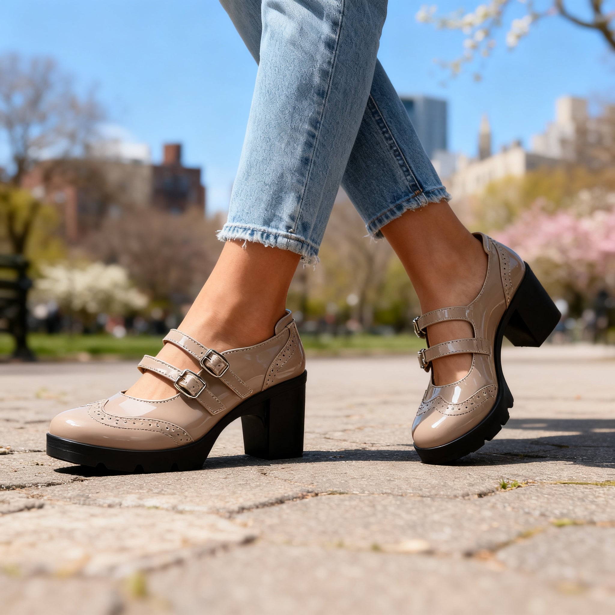 Brexleya | Damskie buty Mary Jane – Elegancka platforma z podwójnym paskiem 2